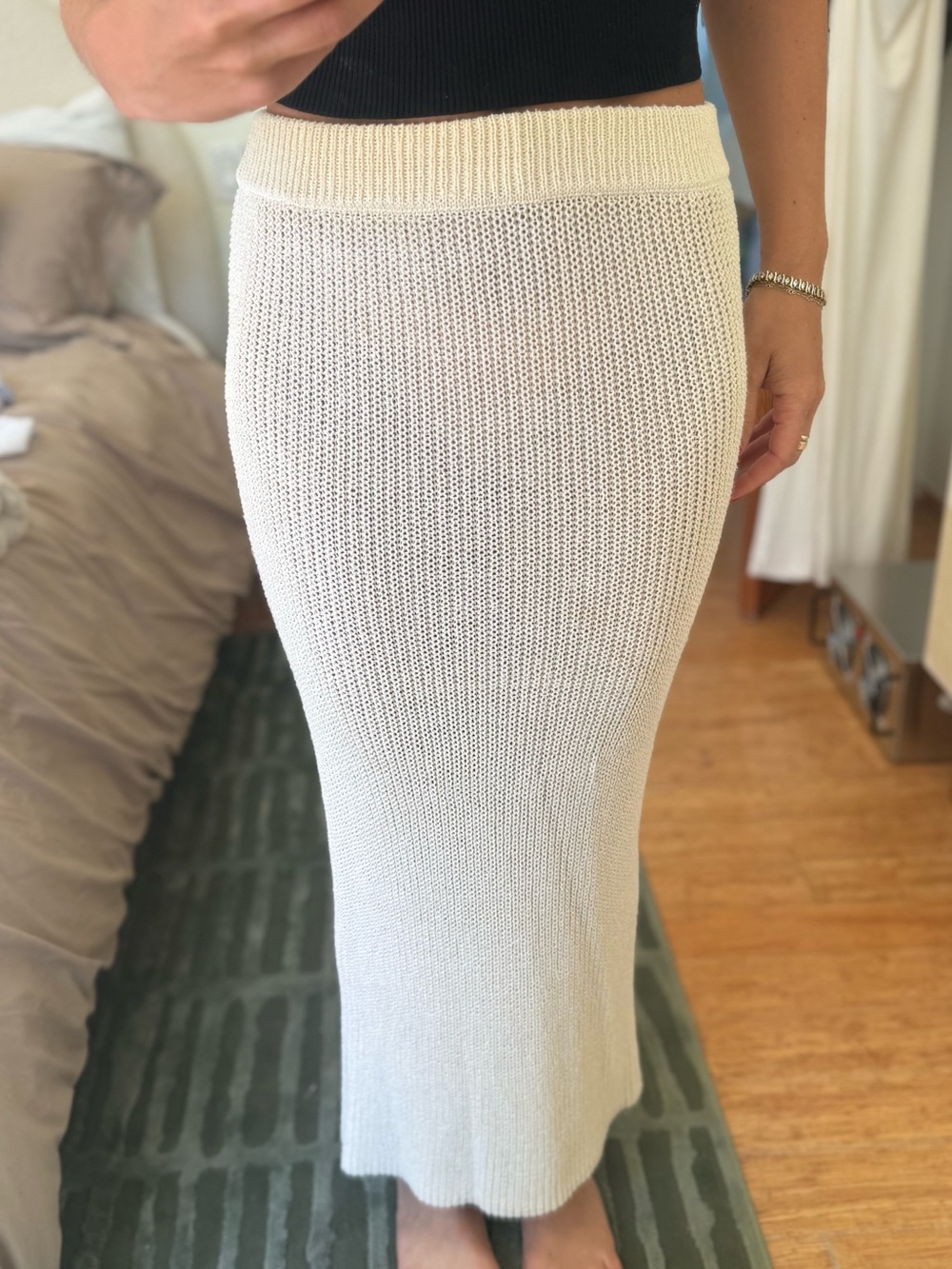 Zara Cream Knit Maxi Skirt